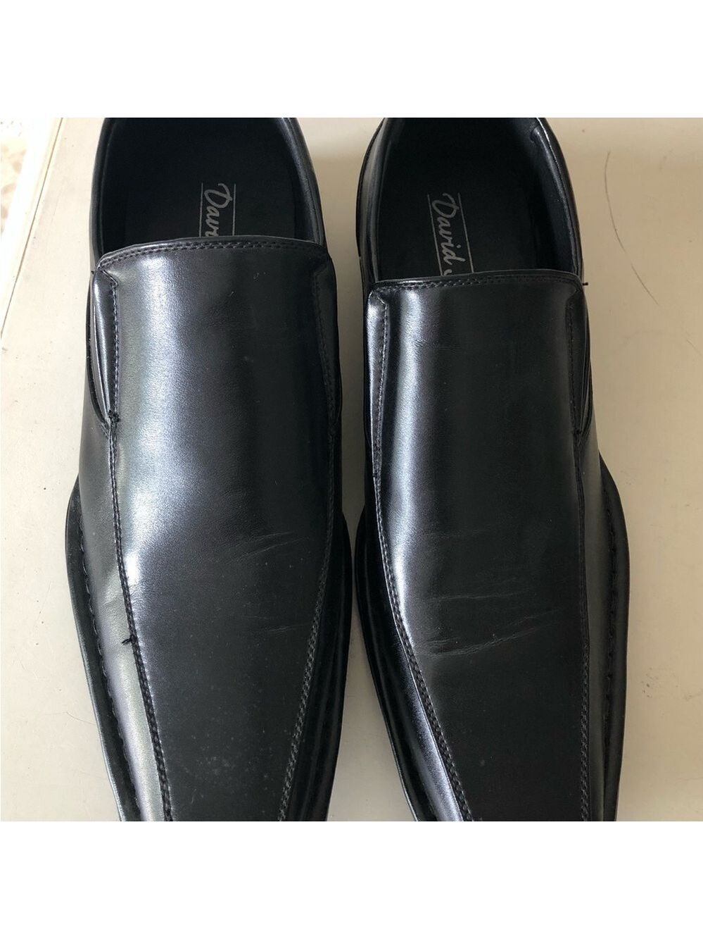 David Stone Retro Black Dress Square Toe Slip On Loafers Classy Minimalist